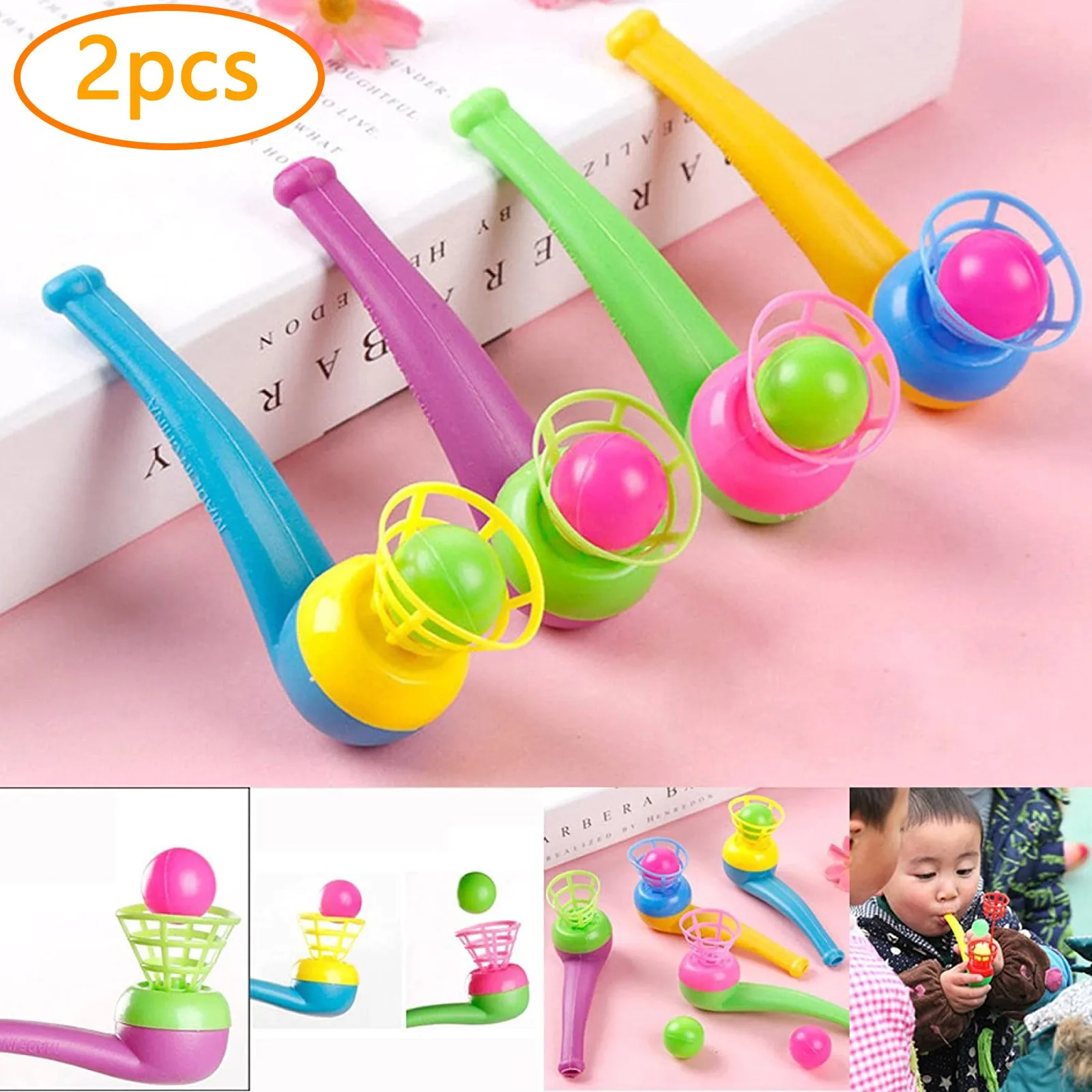 

2pcs Children Toys Blow Pipe & Balls - Pinata Toy Loot/Party Bag Fillers Wedding/Kids Ball Plaything Brinquedos Party Gift