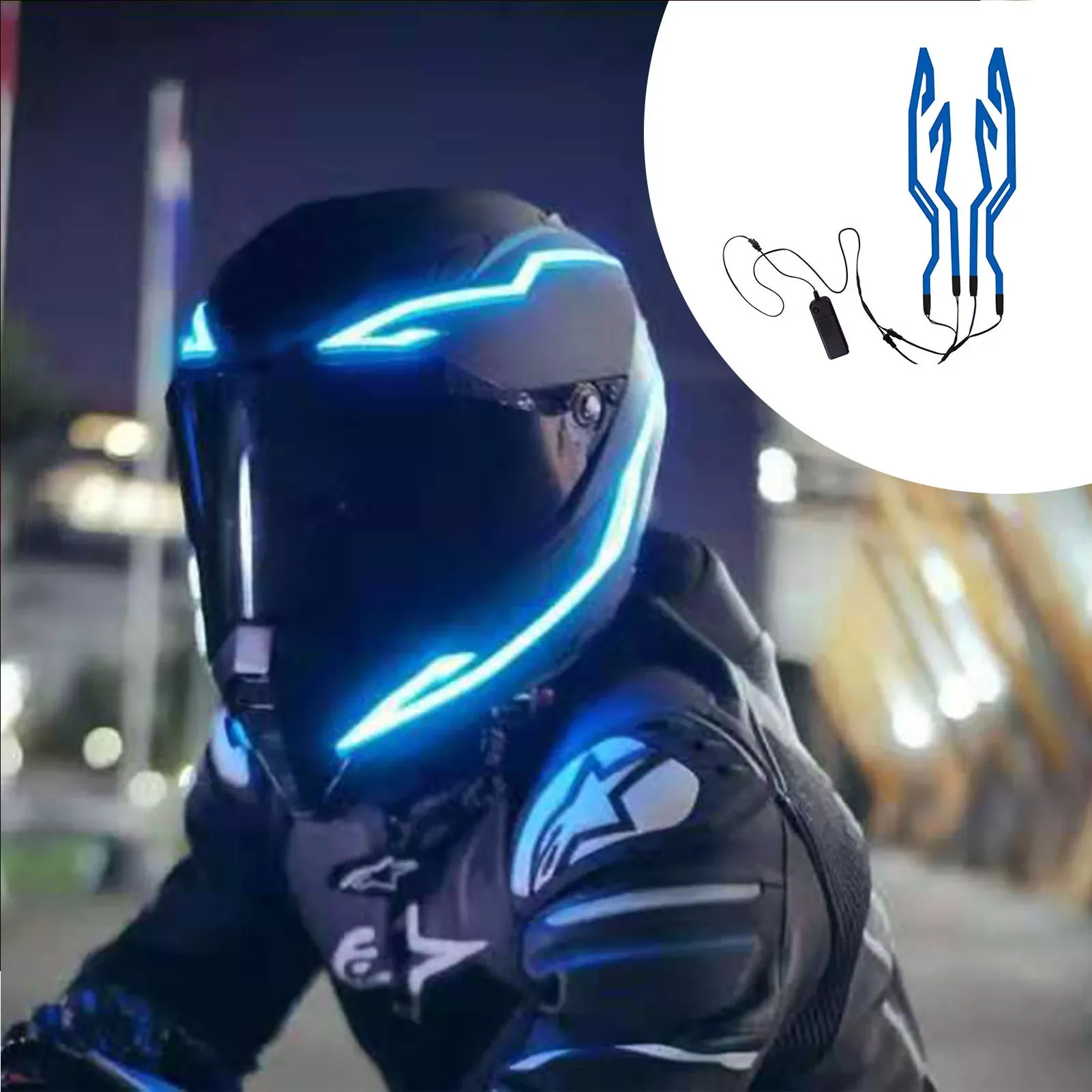 

LED Motorcycle Helmet Light Riding Signal LED Strip Flashing Light Bar DIY Helmet Led Strip Motorcycle Rechargeable Durable Kit