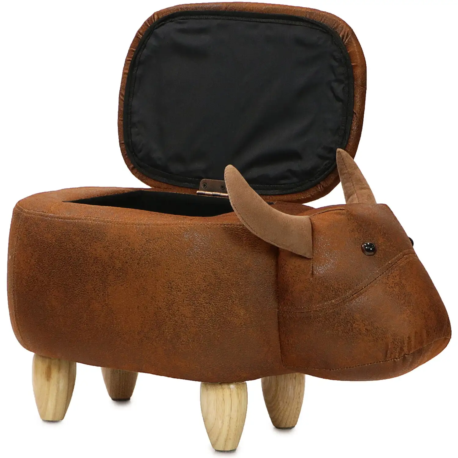

15-In. Seat Height Brown Cow Animal Shape Storage Ottoman - Furniture for Nursery, Bedroom, Playroom, and Living Room Decor