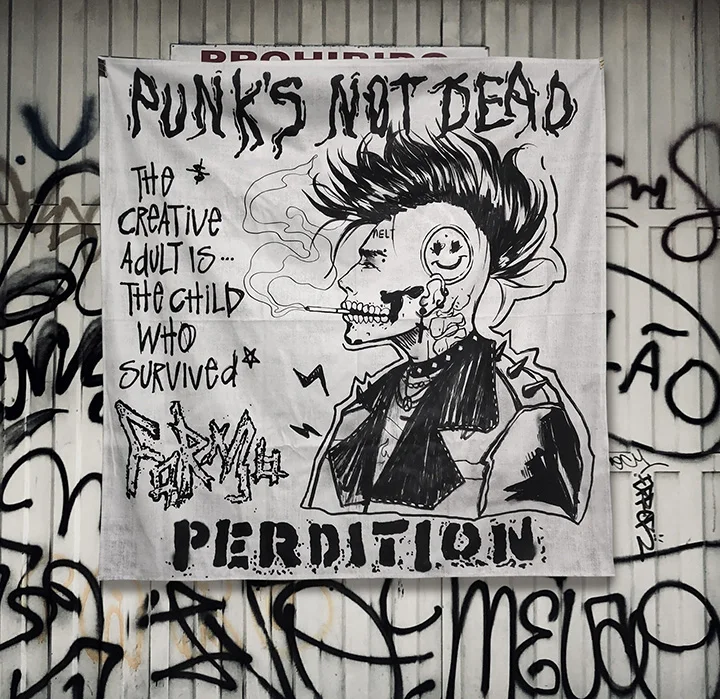 

Street Culture Hippie Hanging Cloth Rock Motorcycle Tattoo Evil Child Background Cloth Rap Punk