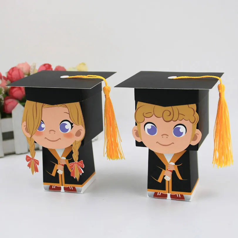 

Creativity Graduation Bachelor Cap candy Box Children's Birthday Party Cake Cookie Gift Box Boy Girl Baptism Favors Decoration