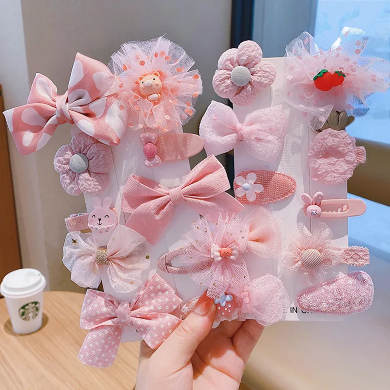 

2023 Summer 10PCS Set Mesh Gauze Lace Flower Dot Plaid Bow Hair Clips For Girl Children Cute Kawaii Princess Hairpin Accessories