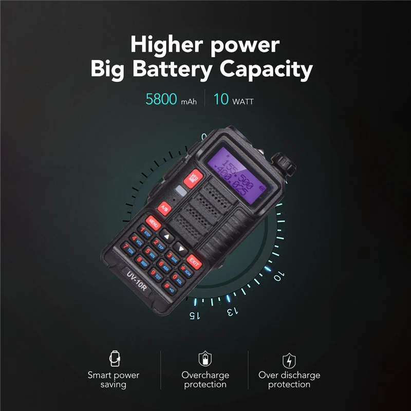 Baofeng 2023 UV-10R Professional Walkie Talkies High Power 10W Dual Band 2 way CB Ham Radio hf Transceiver VHF UHF USB Charging