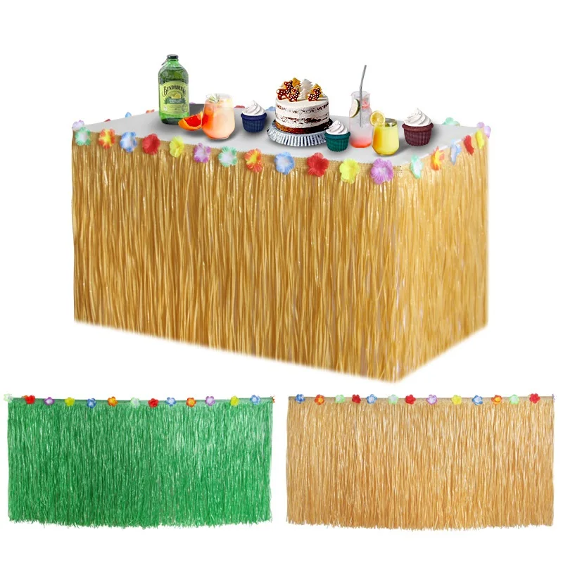 

Hawaiian Tropical Party Table Skirt 75cm DIY Luau Grass Skirts Summer Wedding Birthday Garden Beach Tablecloth Decor Supplies