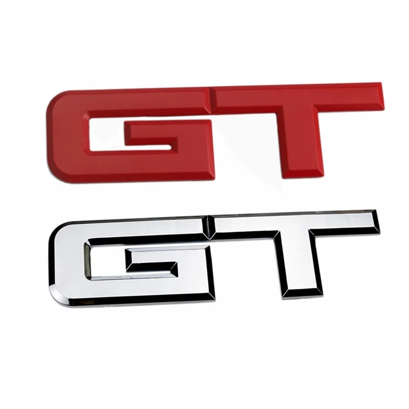 

2Pcs 3D Gt Logo Car Sticker Fashion Car Decor Sticker For Ford Mustang Focus Mk 1 2 3 7 Mondeo Car Styling - Red & Silver