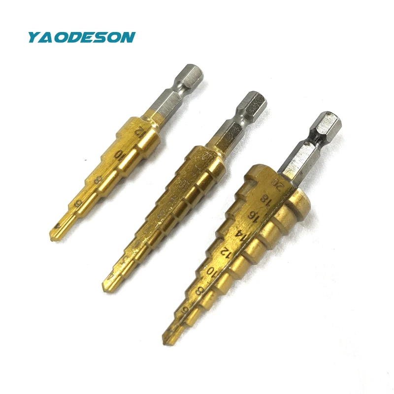 Ступенчатое сверло с титановым покрытием 4-12 мм 4-20 4-22 HSS Strave Groove Titanium Step древесные