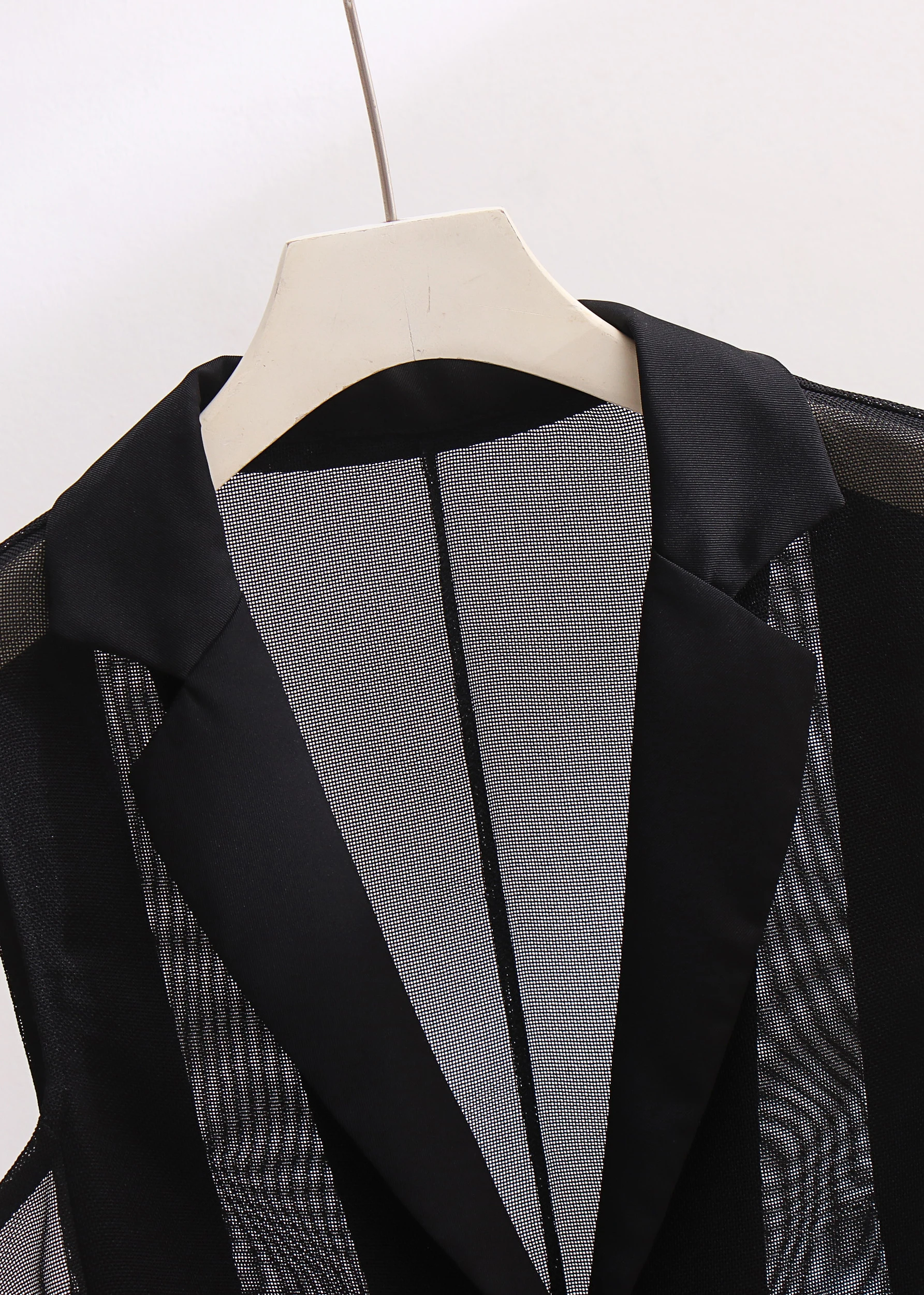 Сетчатый костюм безрукавка Летний Тонкий Элегантный Женский приталенный черный