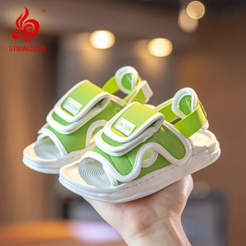 

STRONGSHEN Summer Girls Boys Sandals Children Canvas Fashion Sandals Soft Bottom Non-slip Sports Shoes Kids Outdoor Shoes