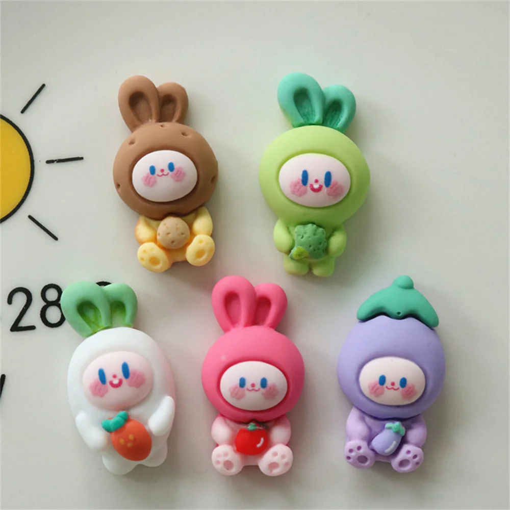 

20Pcs Cartoon Vegetable Animal Doll Resin DIY Scrapbooking Ornament Accessories Phone Case Water Cup Refrigerator Patch Material