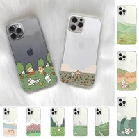 cartoon scenery girl phone case for iphone 11 12 13 mini pro xs max 8 7 6 6s plus x 5s se 2020 xr clear case