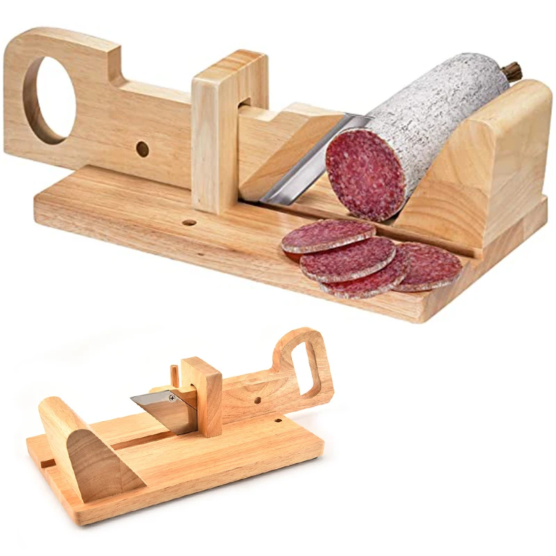 

Колбасный нож, деревянная ломтерезка с лезвием, безопасный замок, пищевые резаки, слайсер для колбасных изделий, домашняя Фрезер