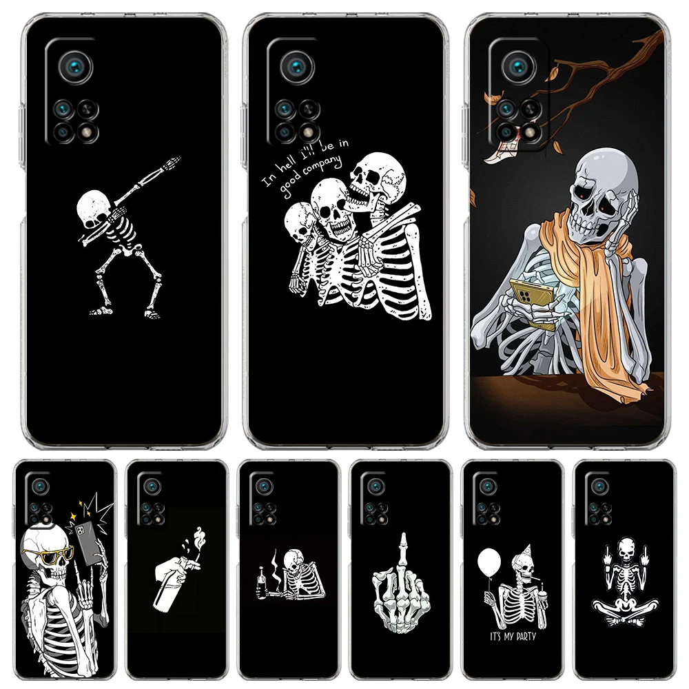 

Cute Skull Phone Case for Xiaomi Mi Poco F3 X3 X4 GT NFC M3 M4 11 Ultra 12 11X 11i Pro Lite 5G Soft Transparent Cover Capas Bags
