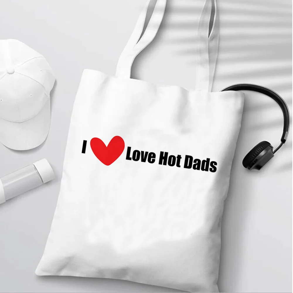 

i love hot dads shopping bag grocery recycle bag cotton bolsa jute bag shopper bag sac cabas bolsas reutilizables sac toile
