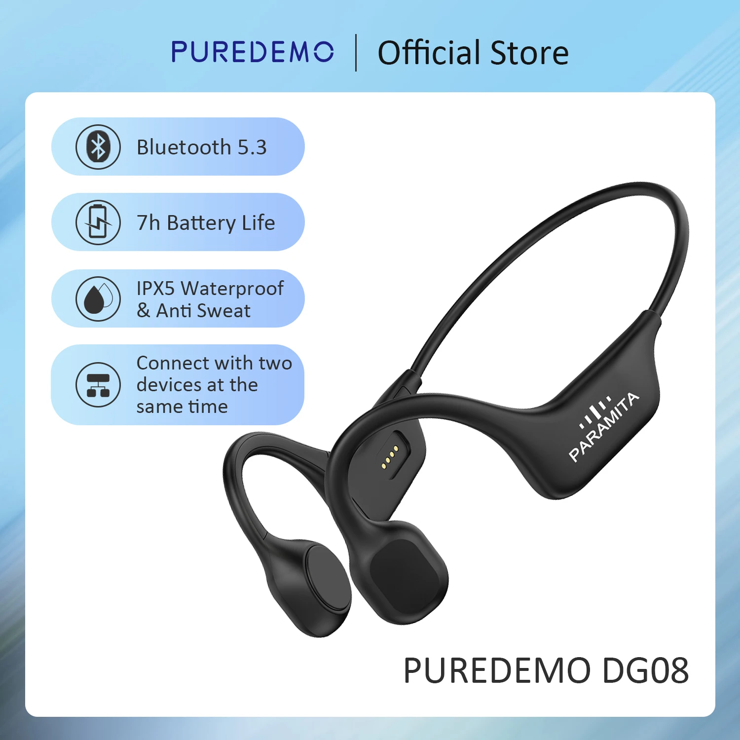 Real Bone Conduction Headphones Bluetooth 5.3 Wireless Earphones Waterproof Sports Headset with Mic for Workouts Running Driving