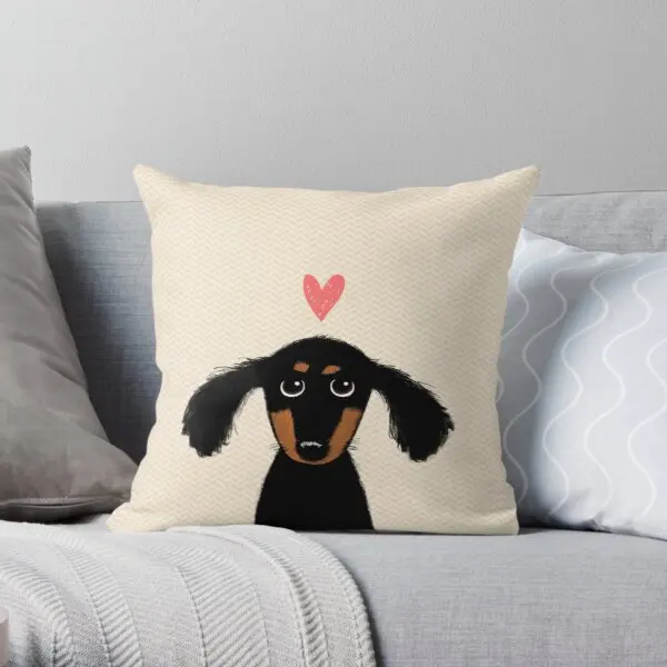 

Dachshund Puppy Love Cute Black And Ta Printing Throw Pillow Cover Fashion Anime Waist Hotel Bed Decor Pillows not include