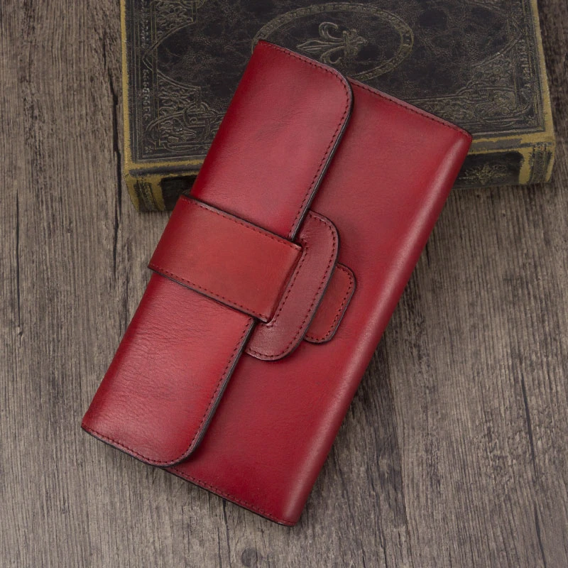 Длинный кошелек-книжка из натуральной кожи Женский высококачественный кожаный