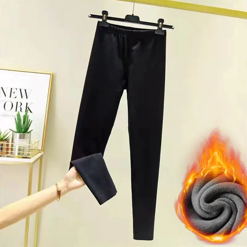 

Autumn and Winter New Hot German Velvet High Waist Warm Pants Elastic Slim Double-sided Sanding Leggings Long Pants Women