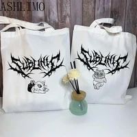 womens pouch harajuku anime tote bag demon slayer print shopping bag dark hashibira inosuke shoulder handbag shopper canvas bag