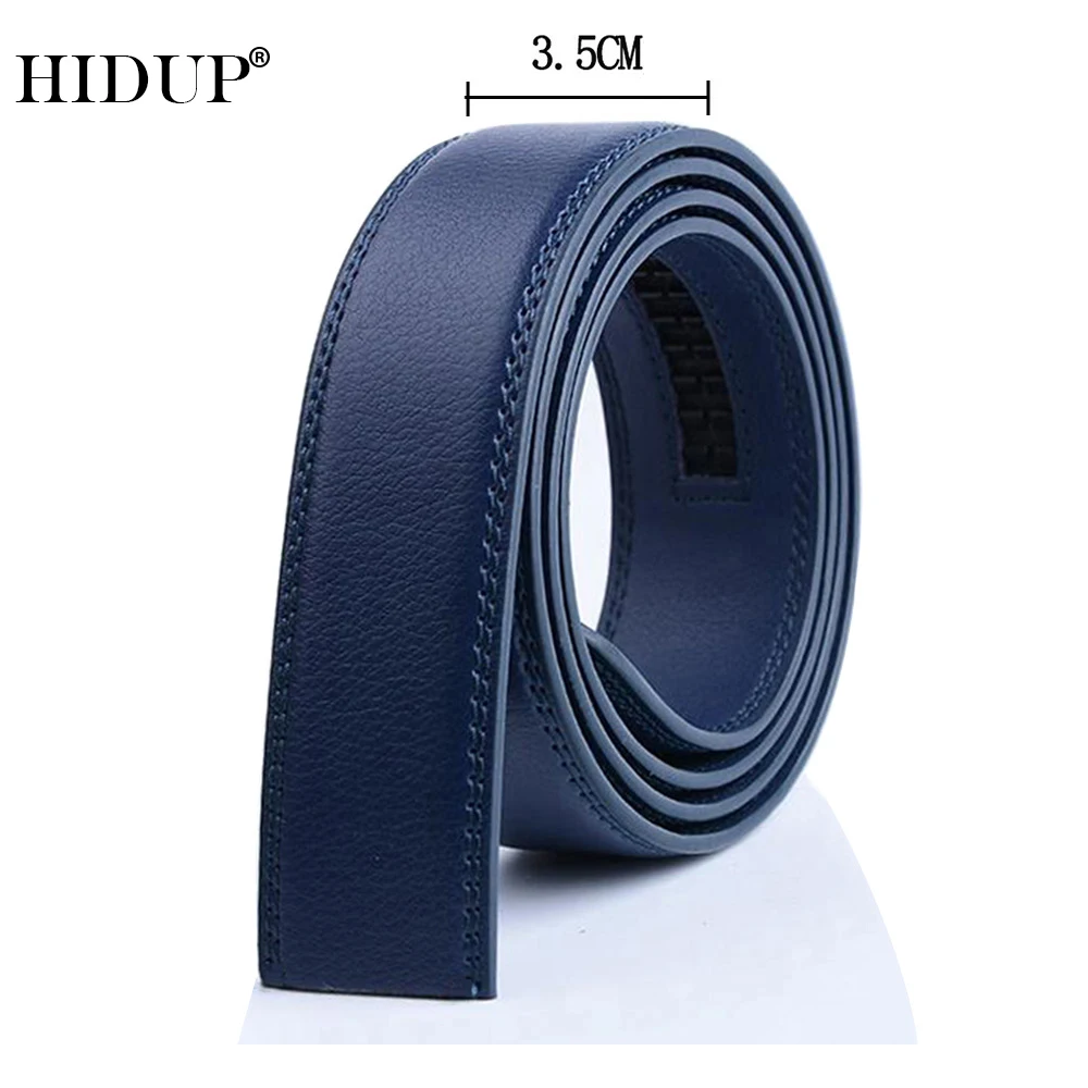 HIDUP Good Quality Real Genuine Leather Automatic Model Belt for Men Blue Colour Strap Only Without Buckle 3.5cm Width LUWJ17