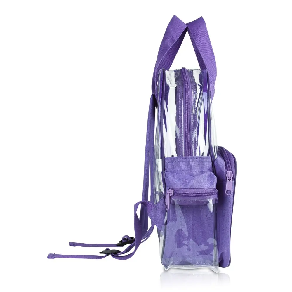 Small Clear Backpack Transparent PVC Security Security School Bag in Purple