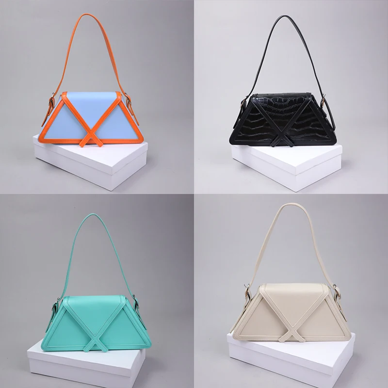 Fashion Women's Bag 2022 New Luxury French Shoulder Bag Color Contrast Trapezoid Bag Underarm Bag