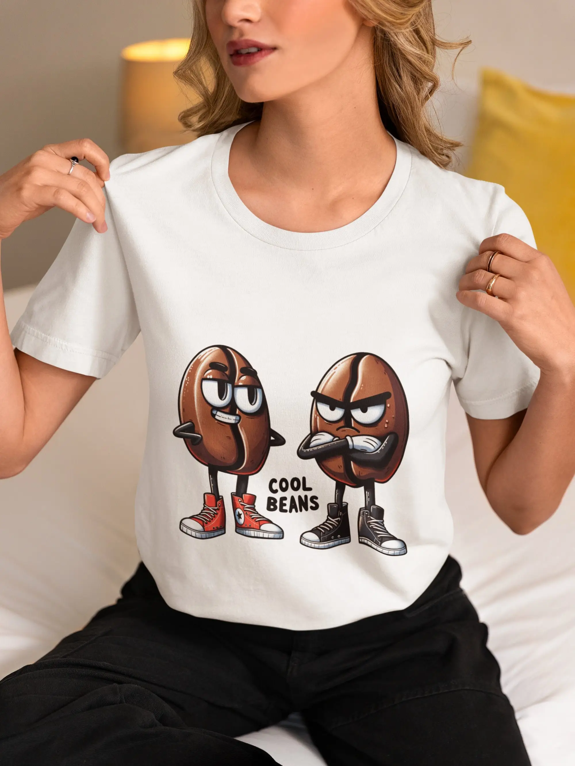 Футболка с изображением кофейных зерен Забавный Топ для влюбленных уникальная