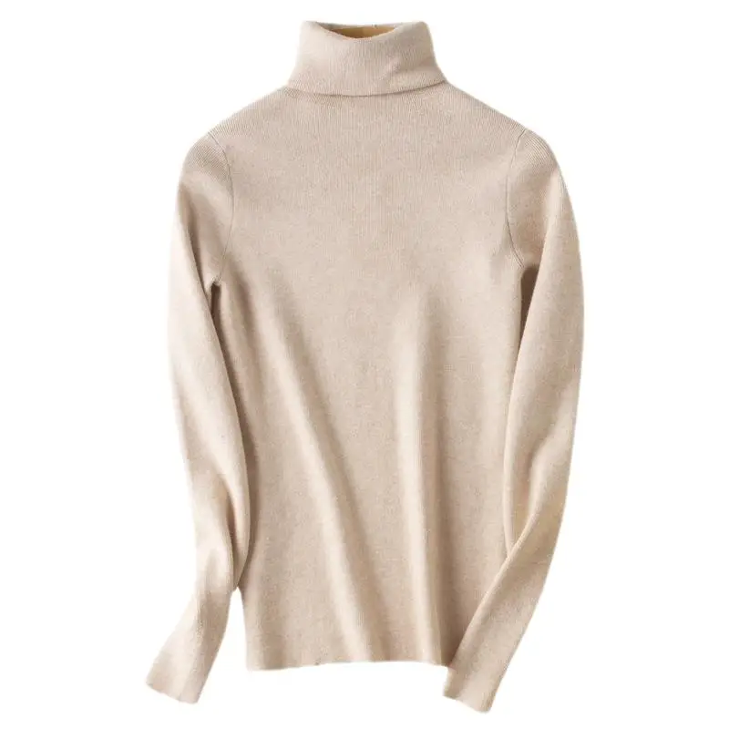 BOWEYLUN осенне-зимний вязаный свитер с воротником-стойкой женский тонкий пуловер