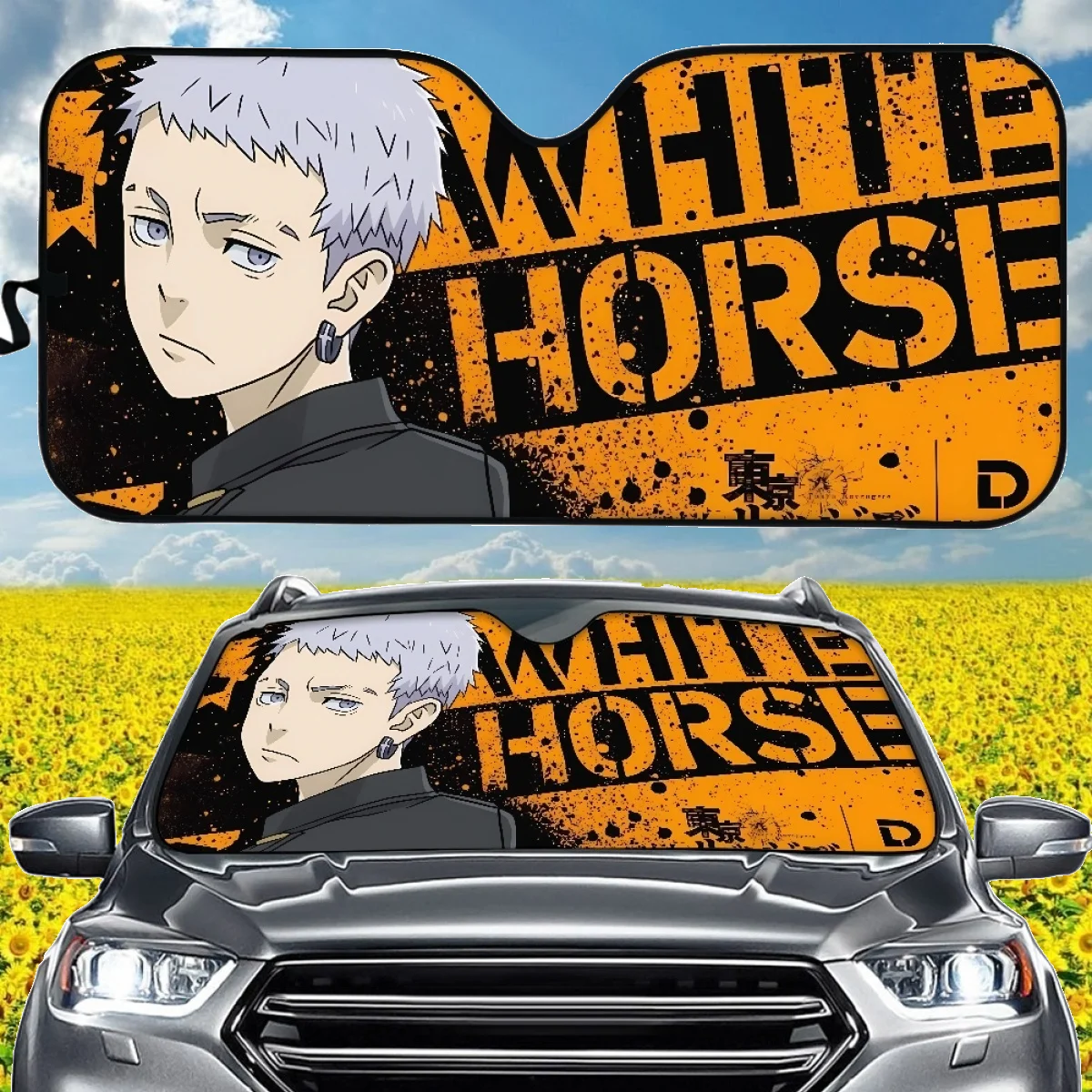 

New Tokyo Revengers Takashi Mitani Car Windshield Sunshade Easy To Intall Kiss Band Car Sun Shade Foldable Auto Accessories Gift