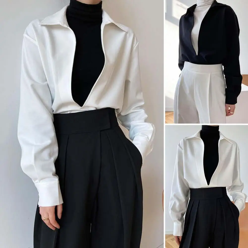

Trendy Business Mid Length Fall Blouse Women Shirt Commute Match Pants
