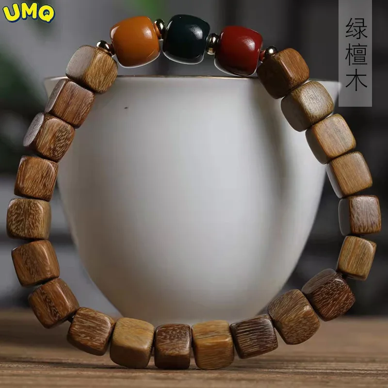 

Green Sandalwood Square Diy Its Happy Hand String Specification 0.8 Men's and Women's Rosary Jewelry