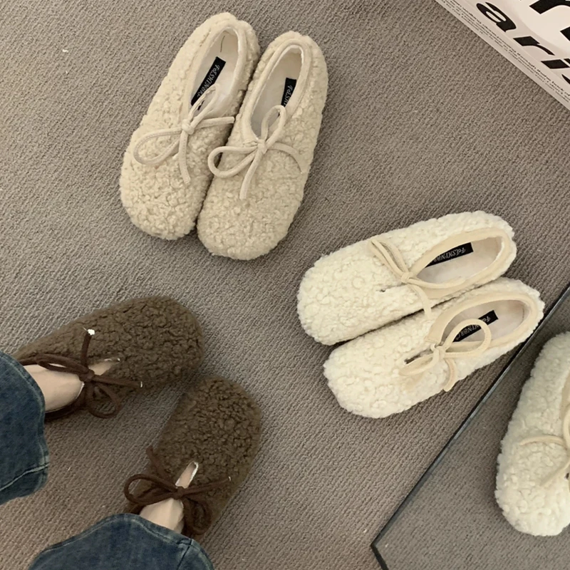 Обувь Женская обувь на плоской подошве Осень Модис Лоферы Меховое платье Ретро