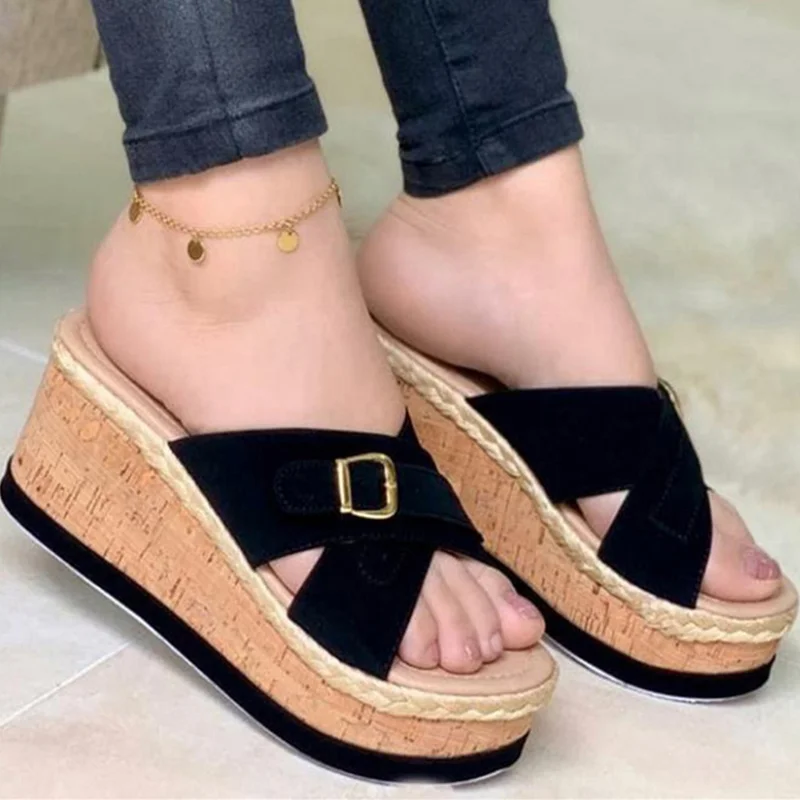 

Women Sandals Platform Shoes Thick bottom Open Toe Breathable Wedges Sandals Woman Shoes Casual Beach Female Slippers Plus Size