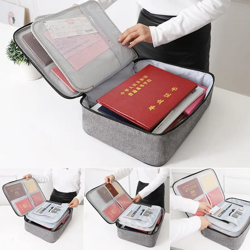 

Functional Travel Holder Passport Women Safe Bag Home Briefcase Cover Folder File Organizer Men Storage Case Document Purse