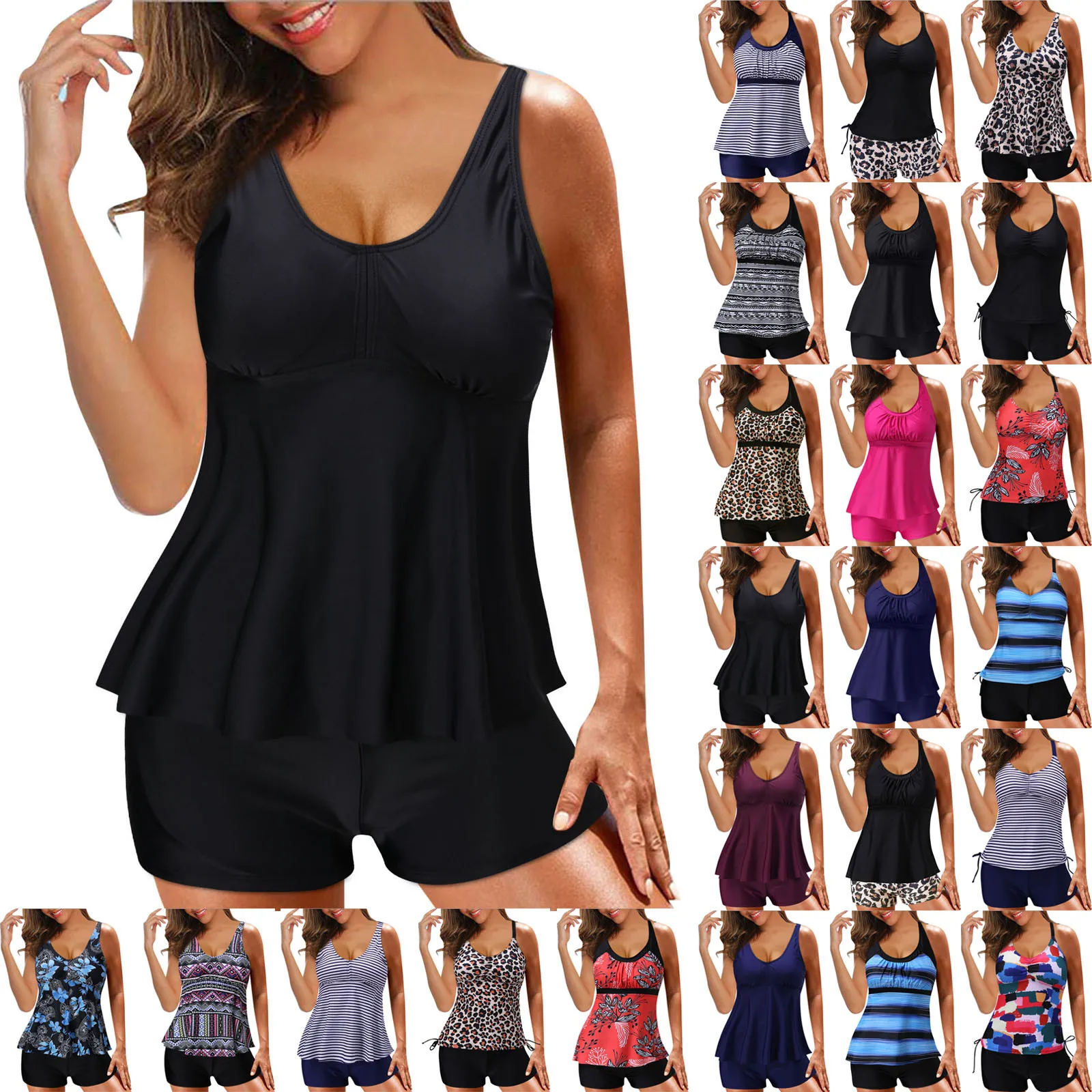 Купальник для женщин танкини купальник топ с утягивающим животом и шорты