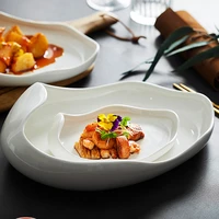 white shaped ceramic dinner plate hotel restaurant cooking dishes cutlery set porcelain dessert pasta plate kitchen utensils new