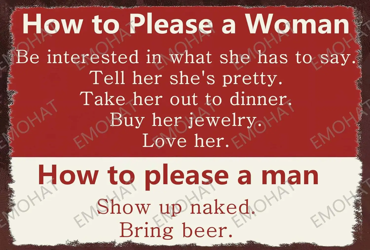 EMOHT Tn Sgn Wll Decorton How To Plese Womn nd Mn ron Плакат Lvng Room Спальня Cve Grge rt Pntng Metl Plte lumnu