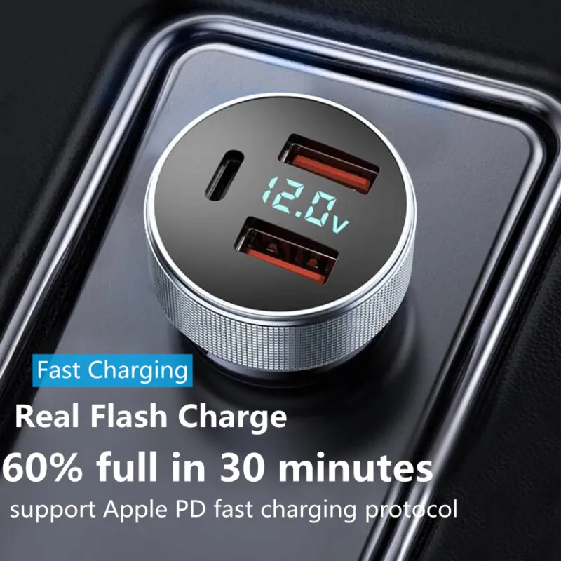3 ports 80w car charger pd usb type c usb phone charger fast charging for iphone 13 xiaomi samsung ipad laptops tablet free global shipping