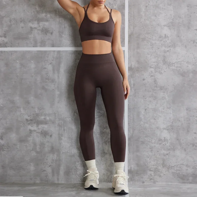 Женский комплект из 2 предметов бюстгальтер для йоги спортивный топы с высокой