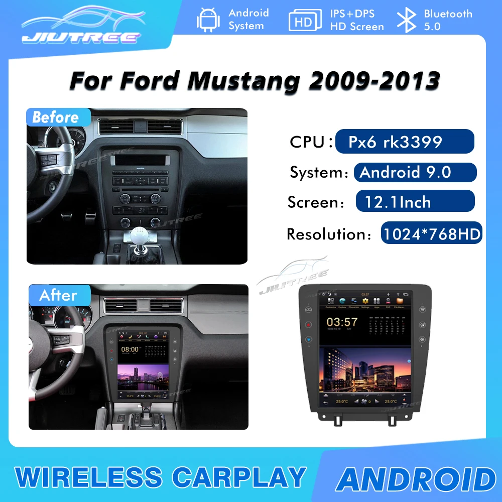 

Автомагнитола для Ford Mustang 2009-2013, 2 Din, Android, автомобильный мультимедийный DVD-плеер в стиле Tesla, автомобильное радио, GPS-навигация, головное устро...