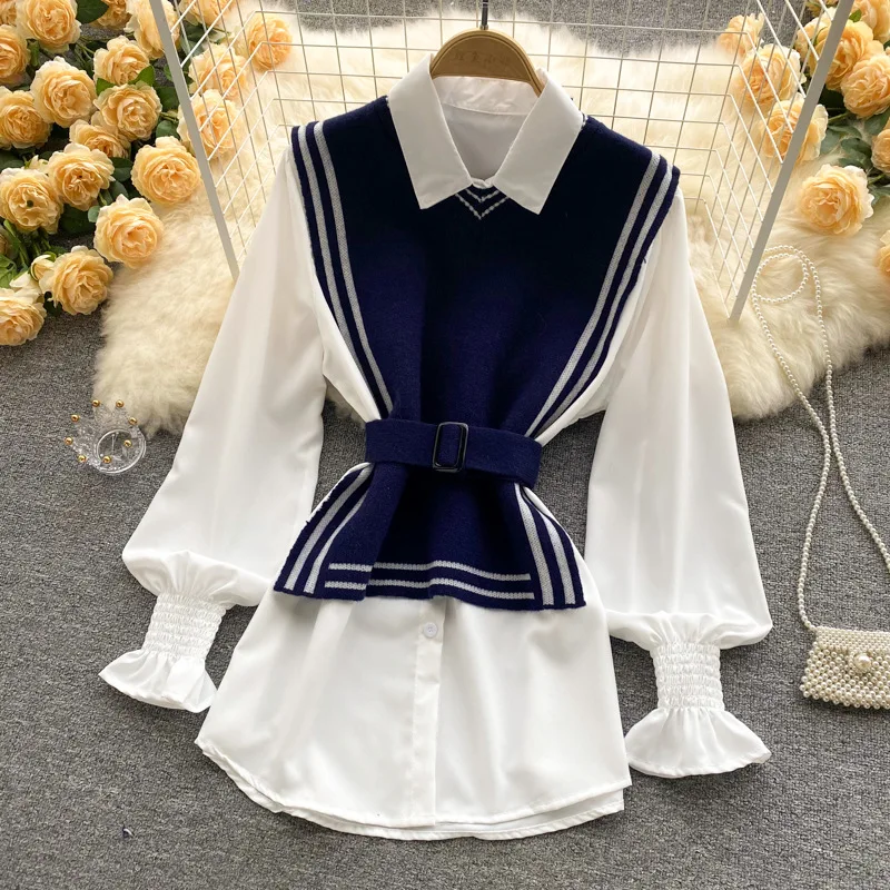 

Fashionable women's knitted long-sleeved slimming t shirt BLACK