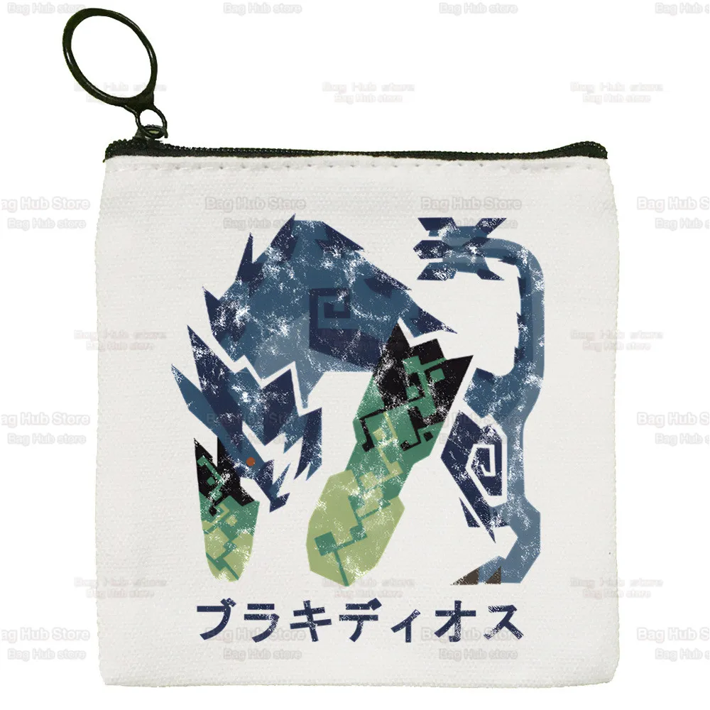 Monster Hunter Game Harajuku Coin Purse Vintage Mini Wallet Change Pouch Household Portable Keys Card Storage Card Bag Zipper