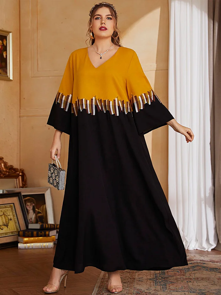

TOLEEN Plus Size Women Maxi Dresses 2023 New Spring Summer Luxury Chic Elegant Loose Abaya Muslim Turkish Evening Party Clothing