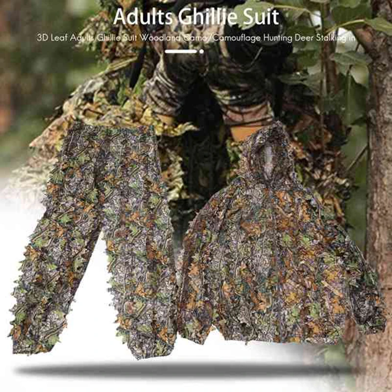 

Men Women Kids Outdoor 3D Leaf Adults Ghillie Suit Woodland Camo/Camouflage Hunting Deer Stalking in Men Women Kids Outdoor