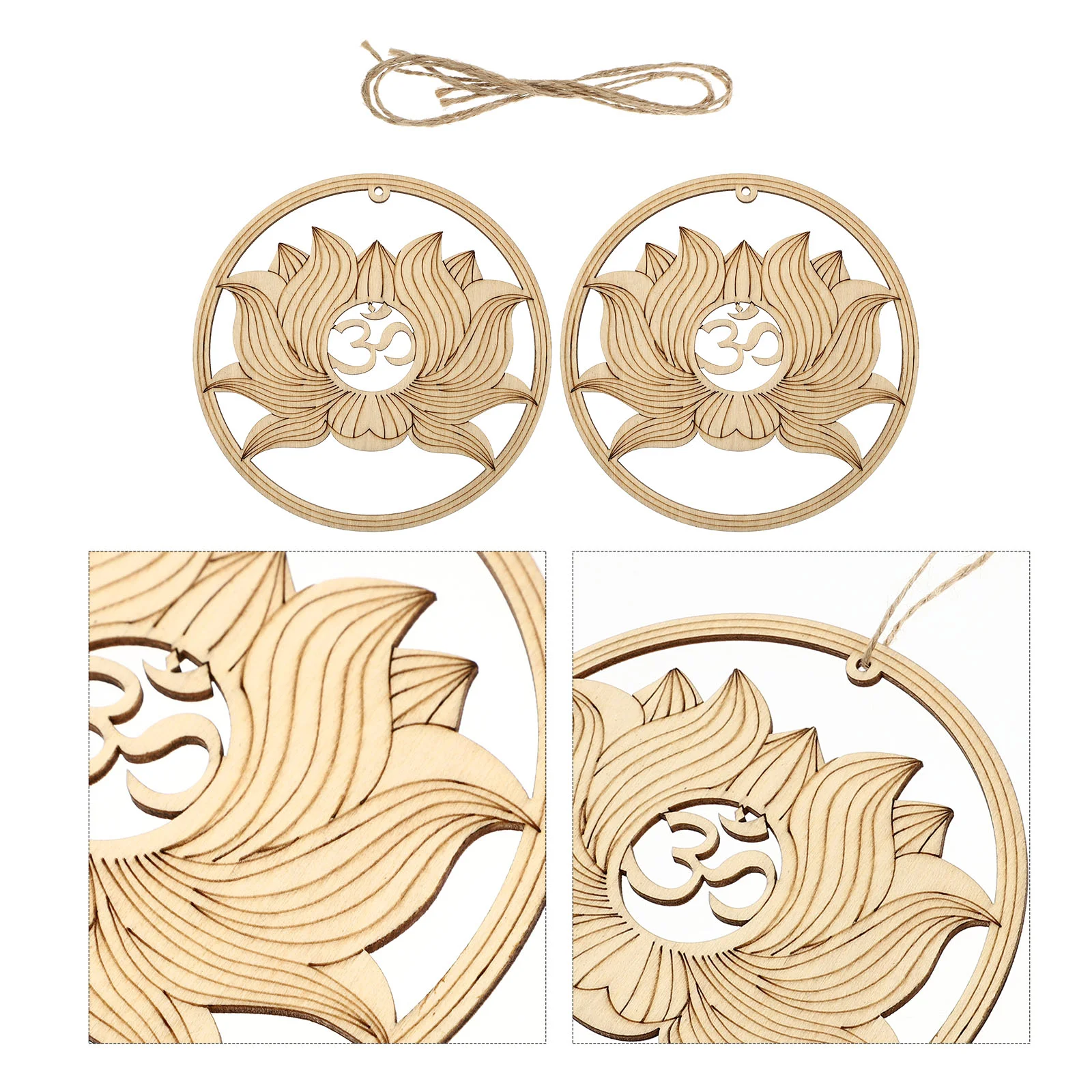 

2Pcs Geometric Wall Pendants Wooden Crafts Meditation Decorations (Wood Color)