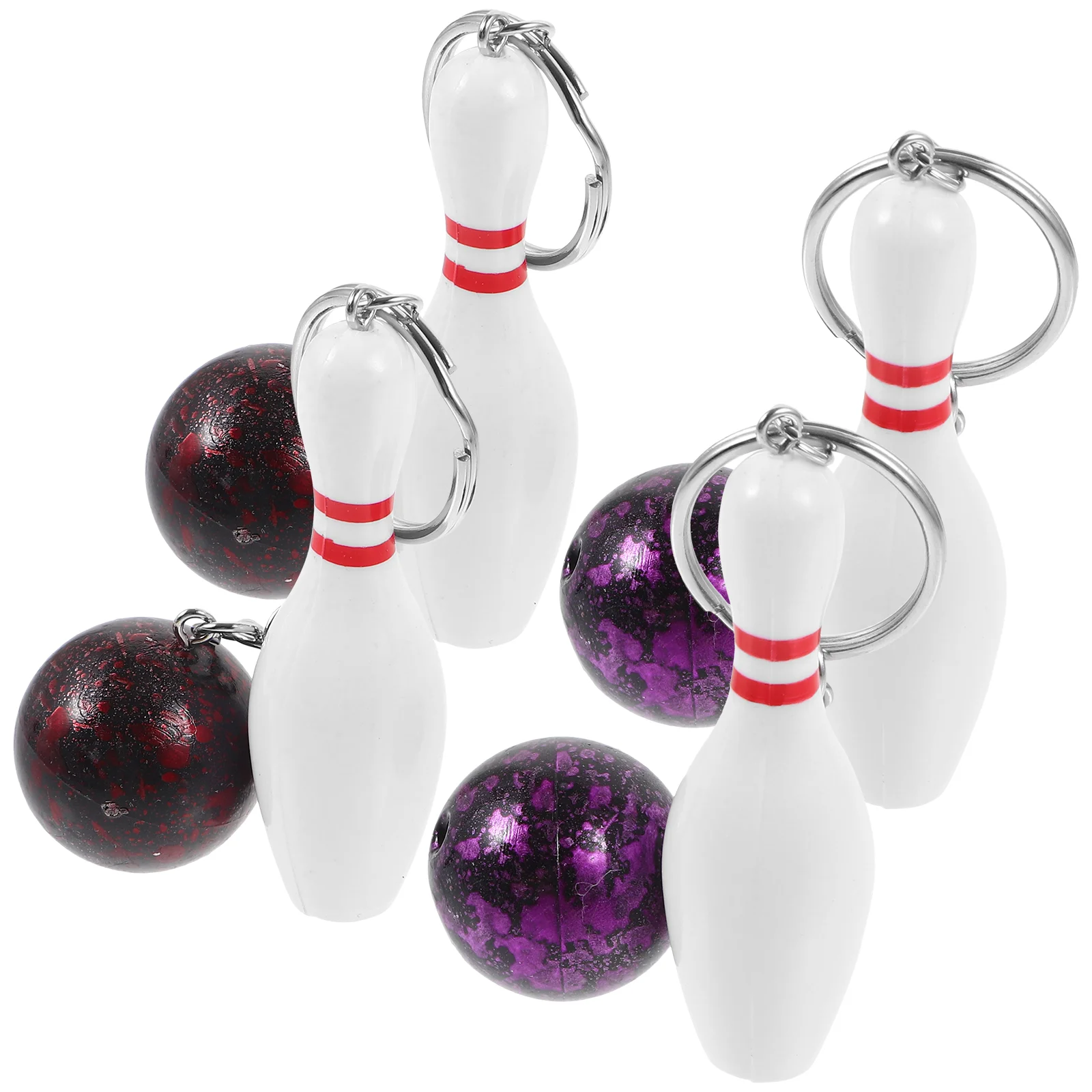 

4 Pcs Bowling Keychain Mini Rings Hanging Keychains Fob Small Pendants Exquisite Match Gifts Adorable Decorative