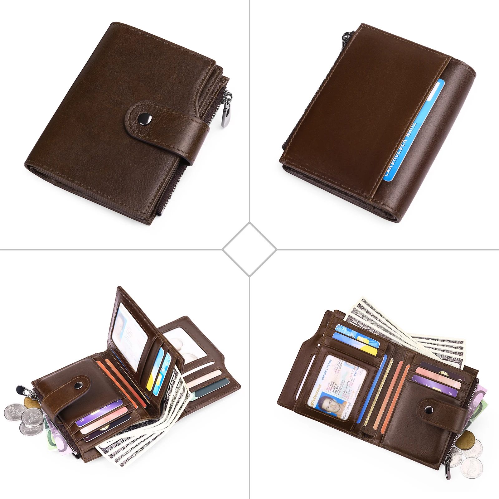 Vintage Short Men Wallets Slim Card Holder Rfid Wallet With Money Clip Anti Theft Purse Business Male Pocket