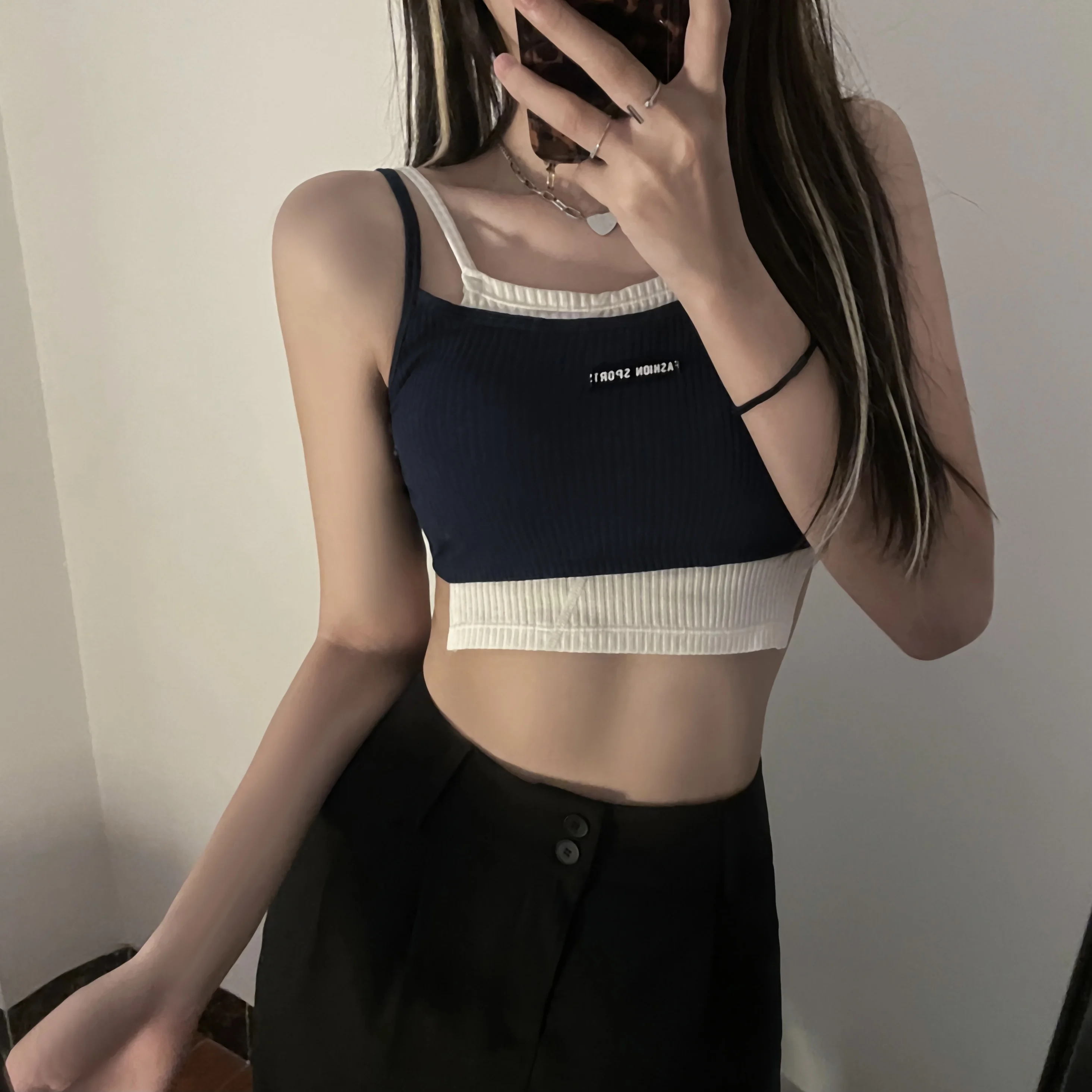 

Woman Knitted Tank Top Women Strap Vest Sexy Female Knitting Crop Top Women's Tube Top