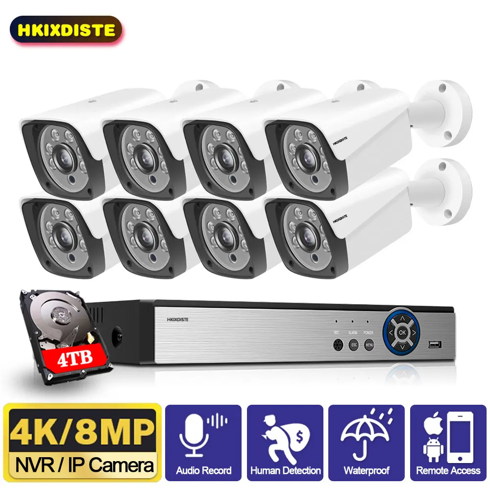 

Система видеонаблюдения 4K Ultra HD, 8 Мп, H.265, POE, NVR