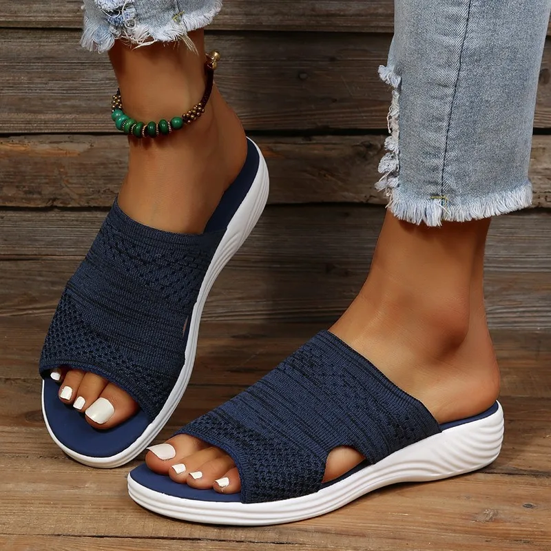 Women's Shoes Summer 2022 Plus Size Wedge Heel Platform Sandals Soft Bottom Beach Ladies Outdoor Lightweight Flat Slippers