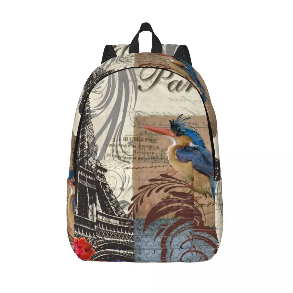 

Школьный ранец, студенческий рюкзак с Парижем, птицей и Эйфелевой башней, наплечный рюкзак, сумка для ноутбука, школьный рюкзак